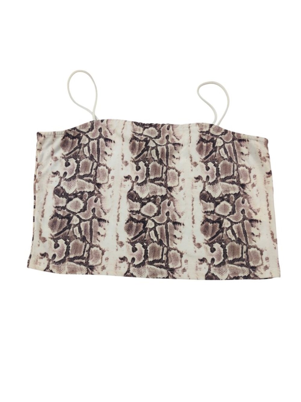 Streetwear Society Snake Skin Crop Top XL Brown Spaghetti Vintage 90s Y2K Indie